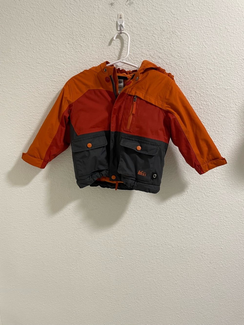 REI Kids Orange Colorblock Hooded Jacket